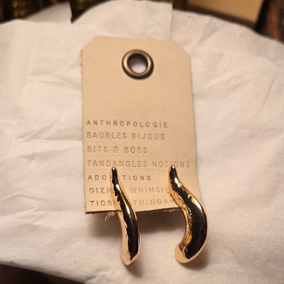 Anthropologie Jewelry - NWT Anthropologie Gold Crescent Earrings Modern Design